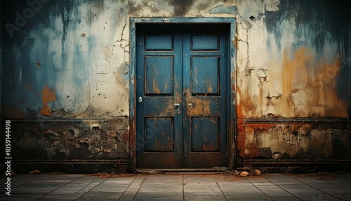 Grungy background for photography for advertising including door, style of brutalism