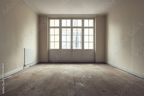 A room waiting to be transformed, empty and in need of renovation. The natural light streaming in hints at its future possibilities.