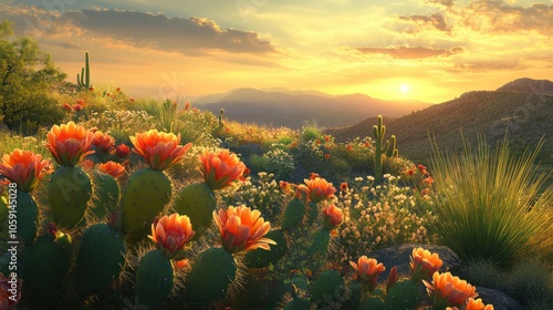 Sunset Over a Desert Landscape photo