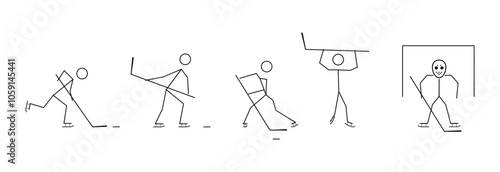 Photography Hockey player icons set