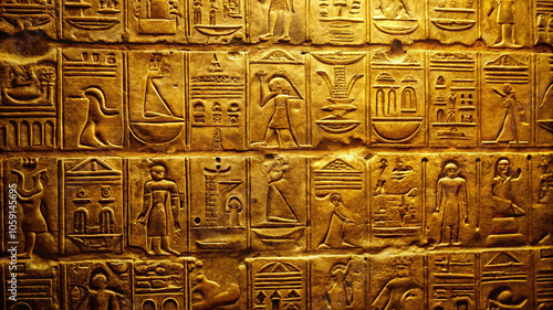 Weathered Golden Hieroglyphic Background