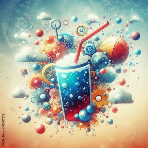 Abstract representation of a bubbling soda Refreshing and playfu photo