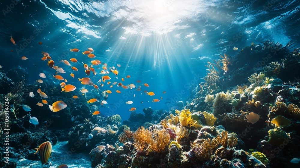 Fototapeta premium 深海と魚たち