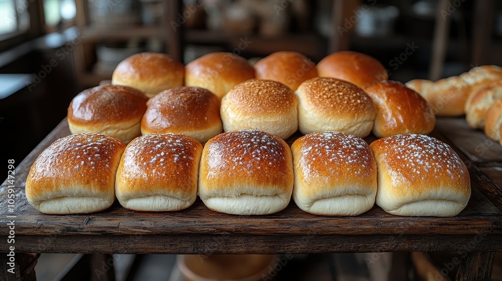 Assorted Fresh Bread Rolls on Rustic Table, Minimalist Style, Emphasizing Textures and Natural Elements, Inviting Culinary Scene Assorted Fresh Bread Rolls on Rustic Table, Minimalist Style, Emphasizing Textures and Natural Elements, Inviting Culinary Scene