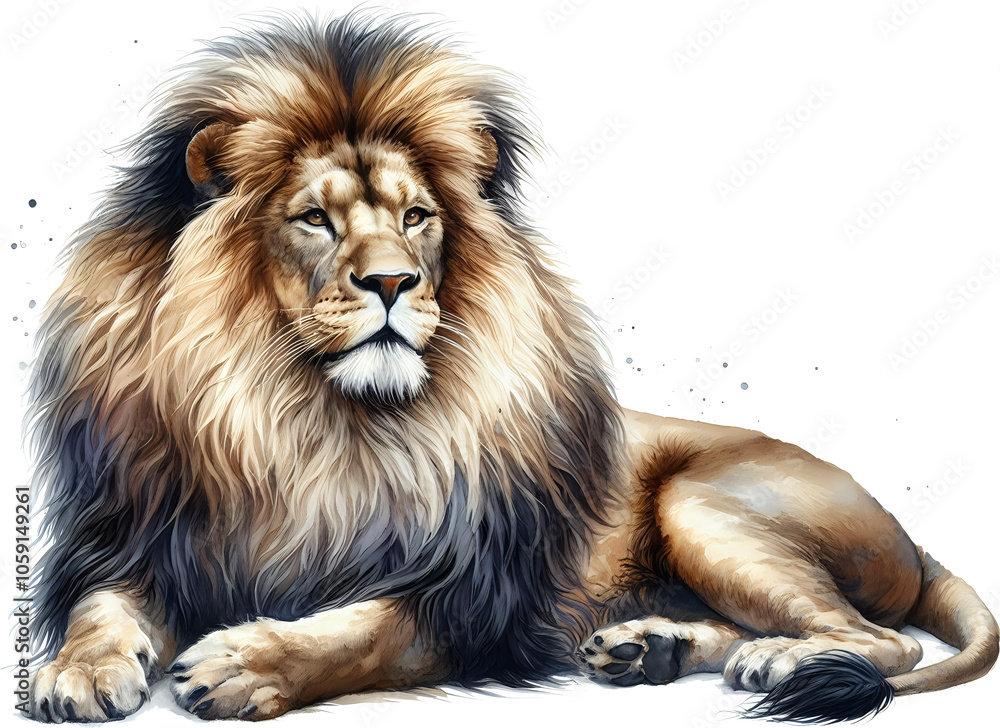 Fototapeta premium Majestic Lion Illustration with Regal Mane, Transparent background