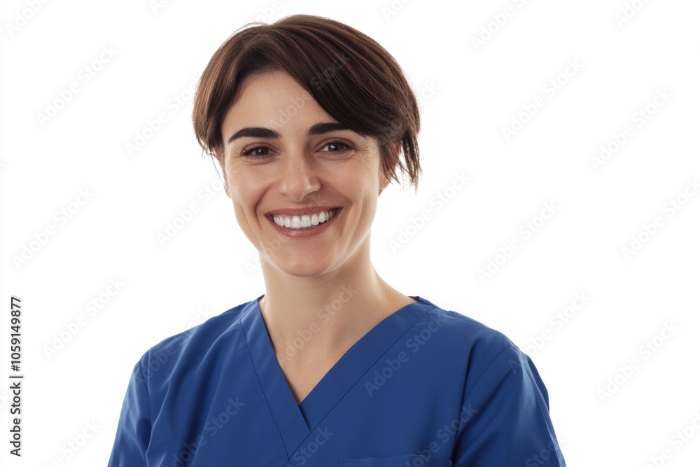 Happy nurse with a smile, wearing professional attire. Happy nurse with a smile, wearing professional attire.