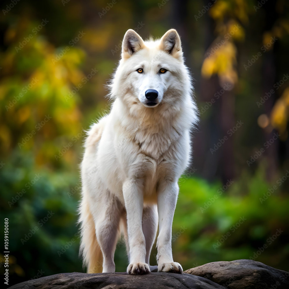 Portrait of dog standing on rock,Indonesia Portrait of dog standing on rock,Indonesia
