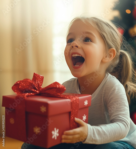 A joyful child with an open...