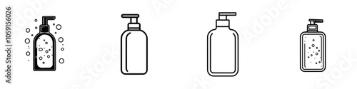 Icon of a liquid soap line with editable stroke isolated in a modern setting