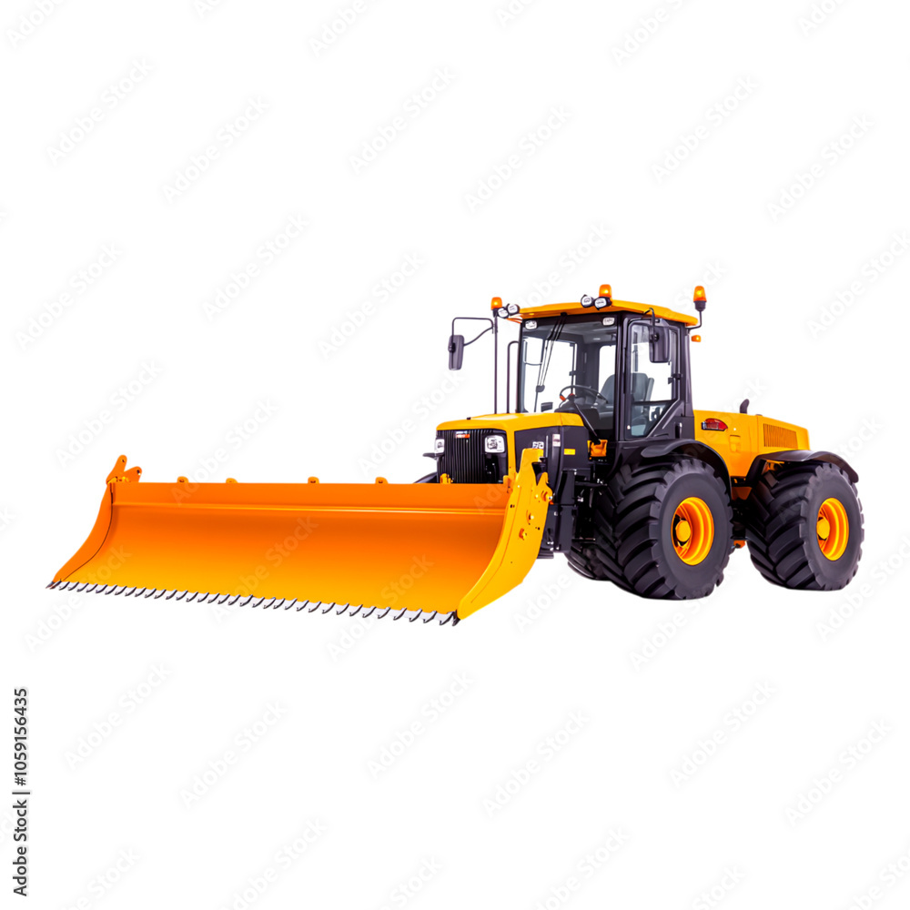 Fototapeta premium Bright Orange Tractor with Plow Attachment