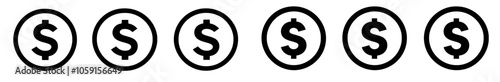 The dollar currency black sign icon is an illustration from the modern era