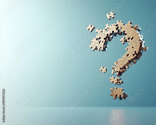 Plakat Floating Puzzle Question Mark Representing Life s Incomplete Purpose