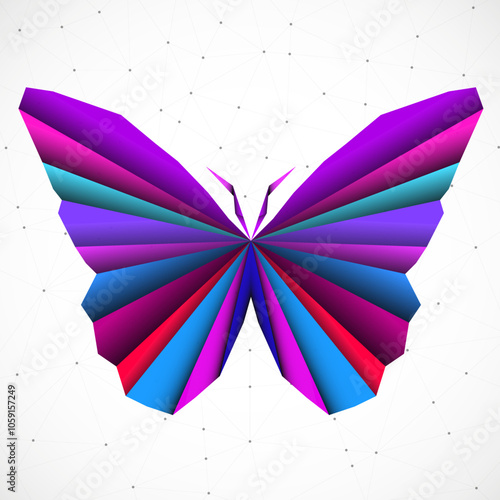 Abstract butterfly in polygonal geometric structure. Vector design