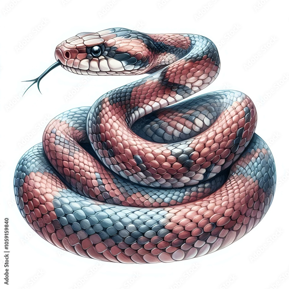 Intricately Coiled Snake with Iridescent Scales
Intricately Coiled Snake with Iridescent Scales