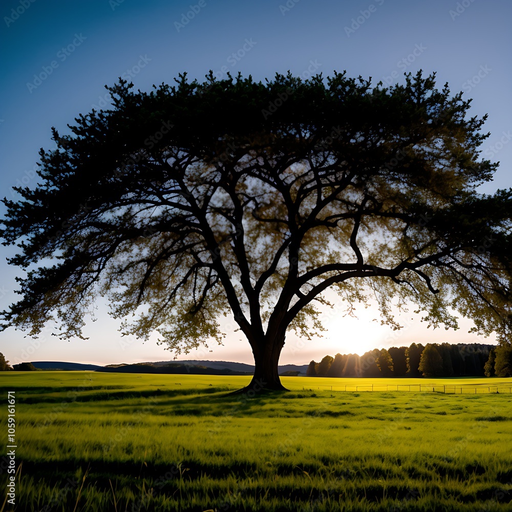 Fototapeta premium tree in the field generative ai