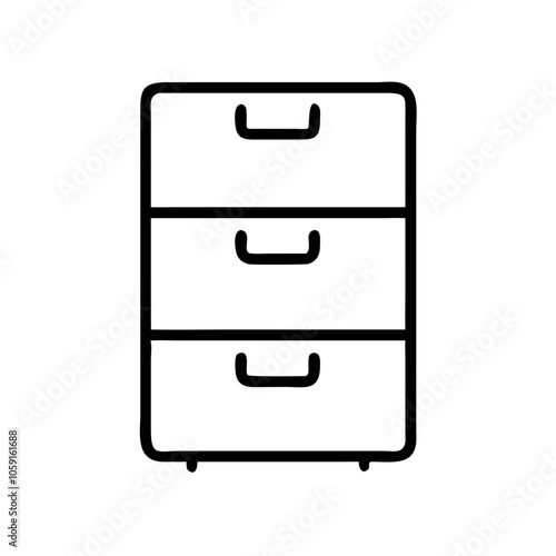 Icon of filing cabinet in modern design with black outline