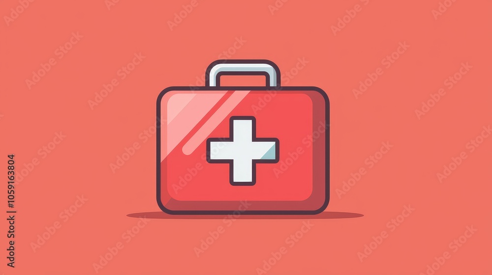 First aid kit icon, symbolizing emergency medical care. First aid kit icon, symbolizing emergency medical care.