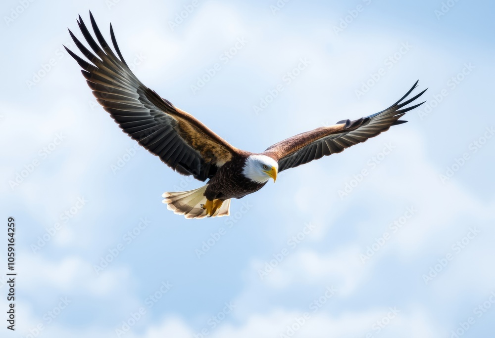 Naklejka premium Soaring Eagle A majestic eagle soaring through the holographic s