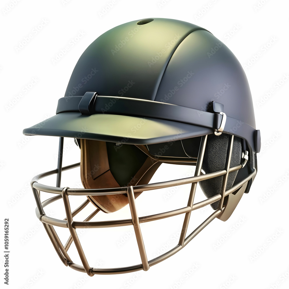 Fototapeta premium Cricket stump, bat, ball and gloves on artificial turf, elevated view