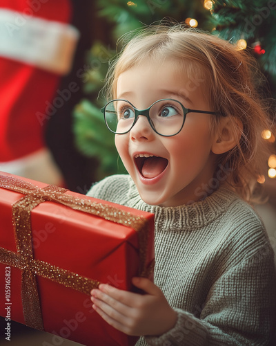 A young child with glasses ...