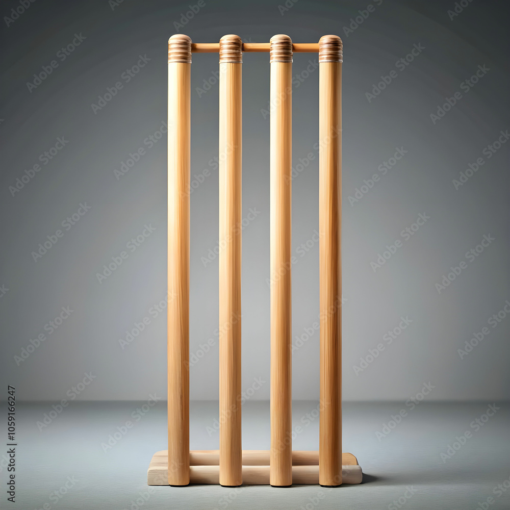 Cricket stump, bat, ball and gloves on artificial turf, elevated view Cricket stump, bat, ball and gloves on artificial turf, elevated view