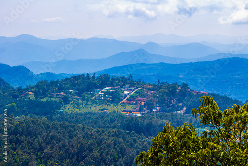 Canvas Print landscape with mountains and blue sky