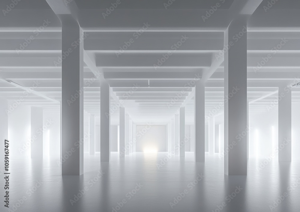 Fototapeta premium White Column Hallway.