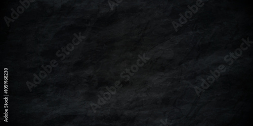 Dark black colored grunge old aged retro vintage stone concrete cement blackboard chalkboard wall backdrop floor texture. Black anthracite dark gray wall retro old slate grunge backdrop background.