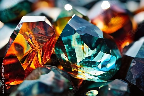 multiple exposure gemstone facets layering images of gemstones t