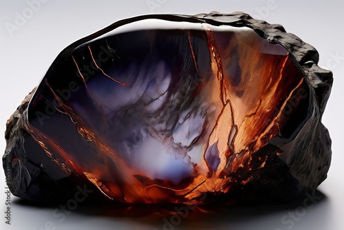 obsidian a naturally occurring volcanic glass with a smooth shin photo