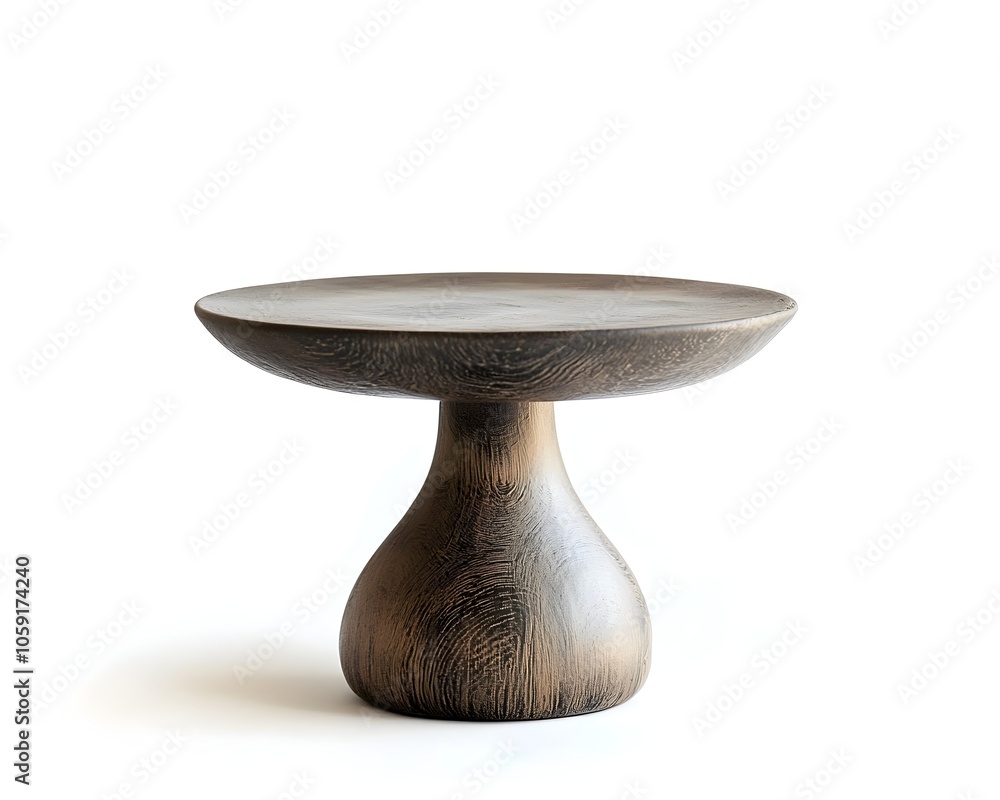 Organic Ceramic Table for Handmade Pottery and Art Display on White Background Organic Ceramic Table for Handmade Pottery and Art Display on White Background