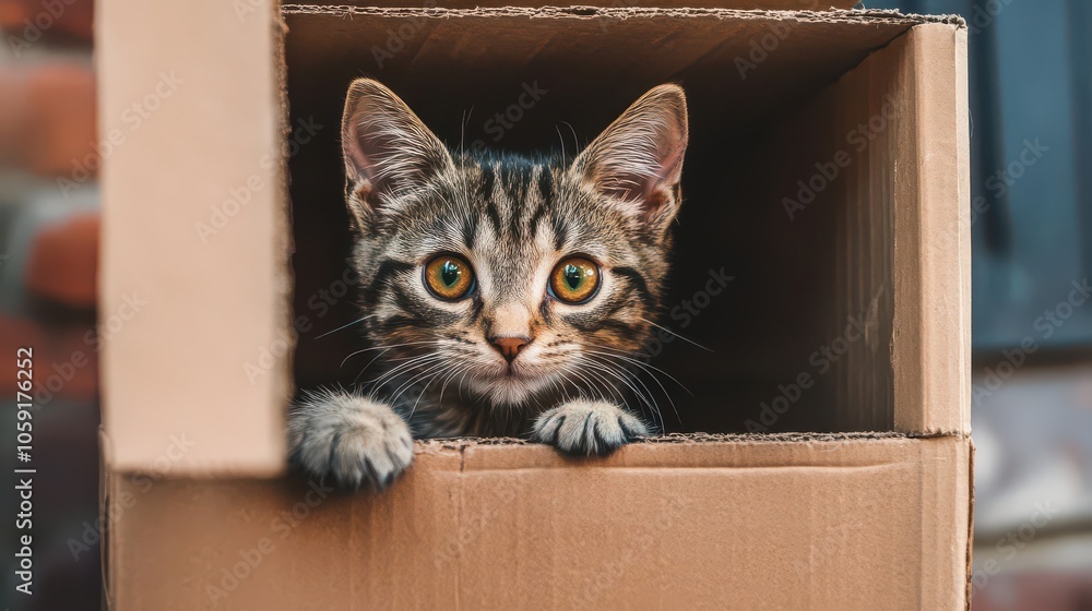 Curious Cat Peeking from a Box Curious Cat Peeking from a Box