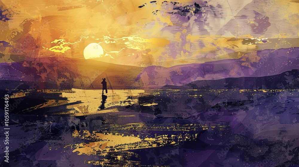 Fototapeta premium watercolor painting landscape