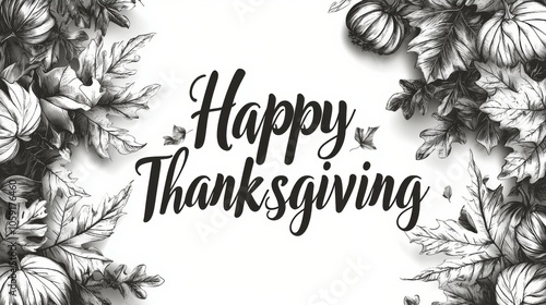 Celebrating Thanksgiving with a pumpkin and autumn leaves in a festive design