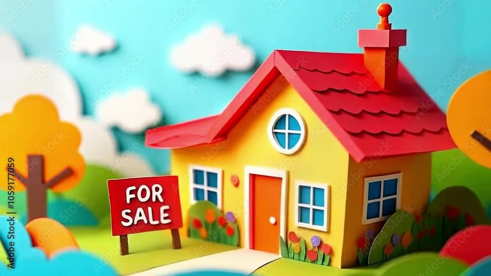 colorful paper cut-out house animation, playful paper craft animation, classic paper cut-out style animation, layered 3d paper cut-out animation, handmade paper art animation colorful paper cut-out house animation, playful paper craft animation, classic paper cut-out style animation, layered 3d paper cut-out animation, handmade paper art animation