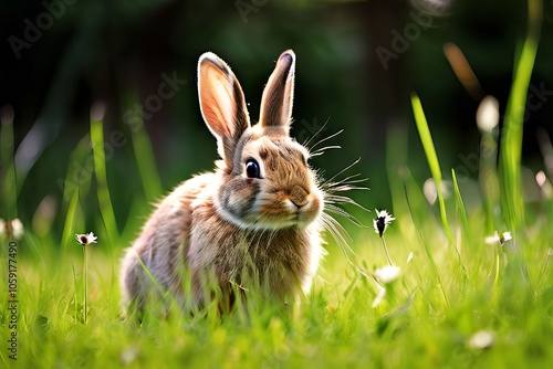  rabbit nibbling on grass a rabbit grazing peacefully in a field