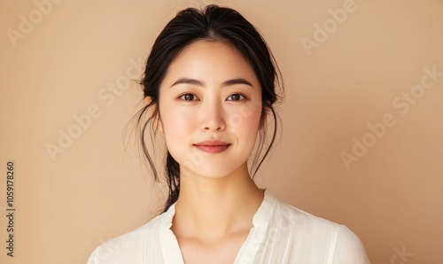 Smiling woman with dark hair wearing white shirt.