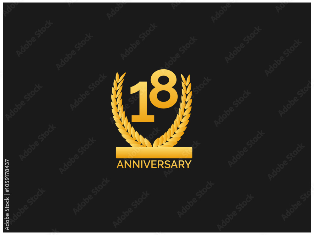 Naklejka premium Years anniversary gold logo template for celebration event, company, greeting, invitation, business.