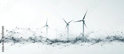 Wind Energy. Wind turbine farm. Sustainable or Green power concept. photo