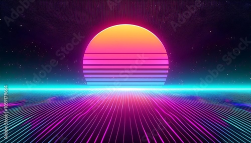 Retro 80s style background with flashy colors and blank middle section - graphic design, advertising, nostalgia

