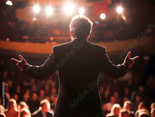 Speaker Engaging Audience on Large Stage photo