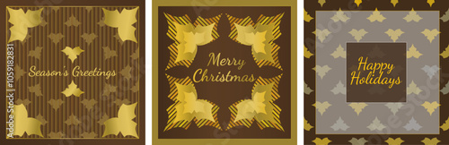 Brown and Gold abstract nature-inspired christmas card concept design