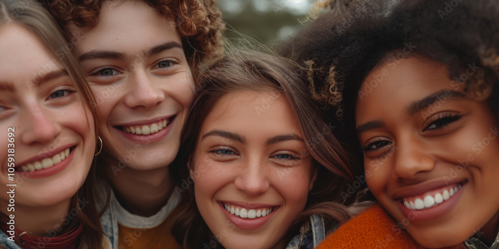 Smiling Diverse Friends Enjoying Outdoor Time Together Smiling Diverse Friends Enjoying Outdoor Time Together