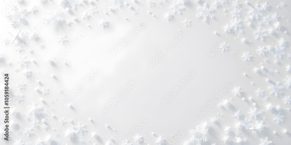 Snowflakes on White Background With Space