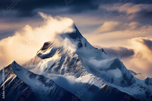 snowy mountain peak a close up of a snowy mountain peak with clo photo