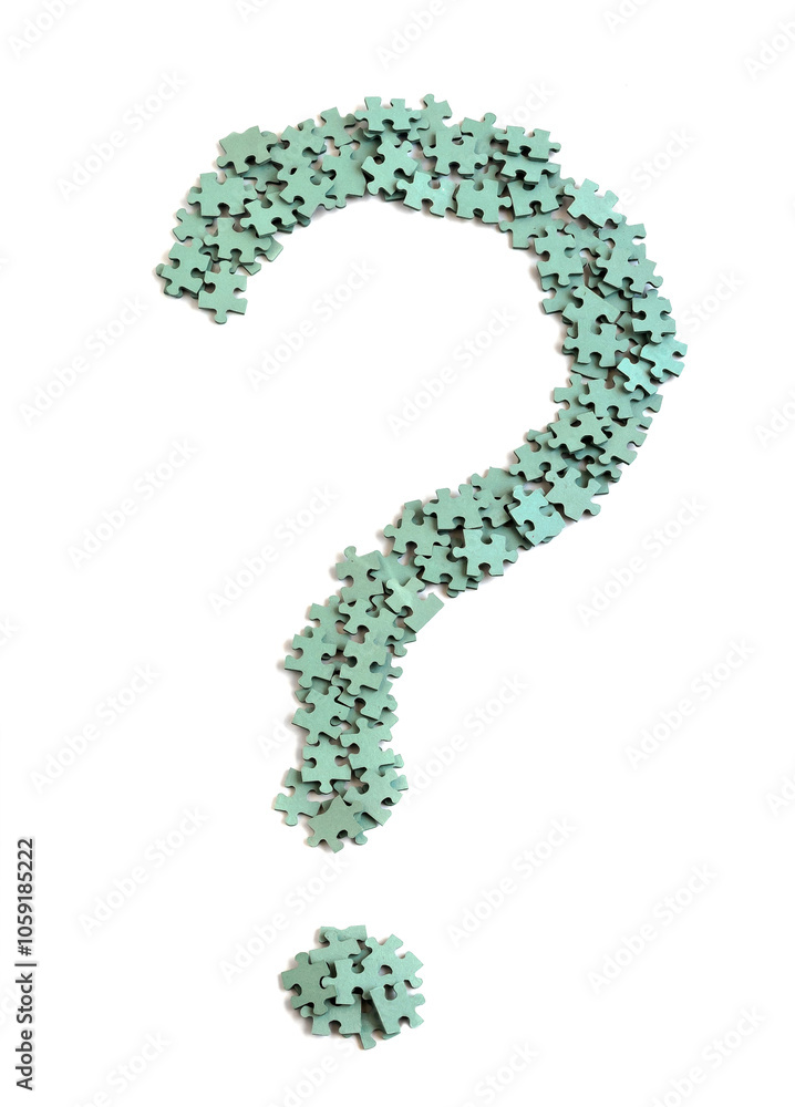 Question mark made of puzzle pieces on a white background. Question mark made of puzzle pieces on a white background.