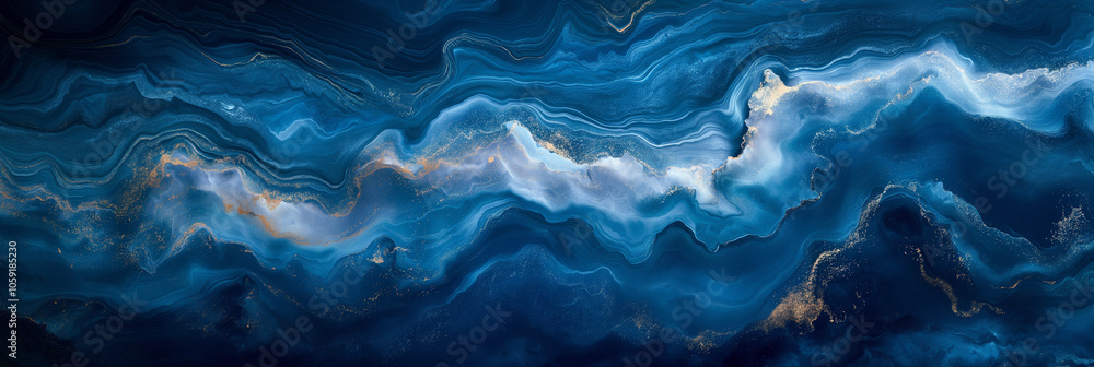 Abstract Blue Marble Texture with Gold Accents and Fluid Waves Abstract Blue Marble Texture with Gold Accents and Fluid Waves