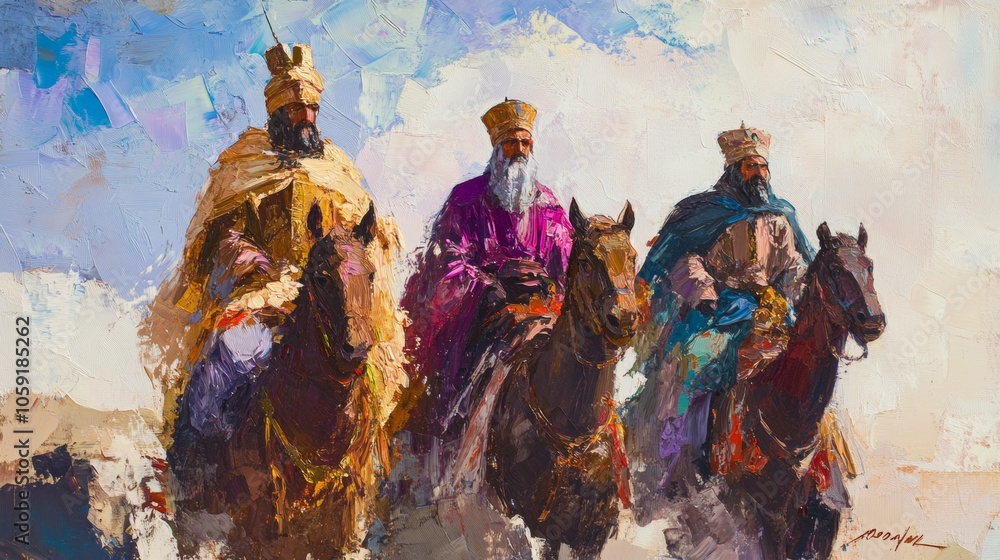 Obraz premium acrylic painting of the 3 wise men. religion concept