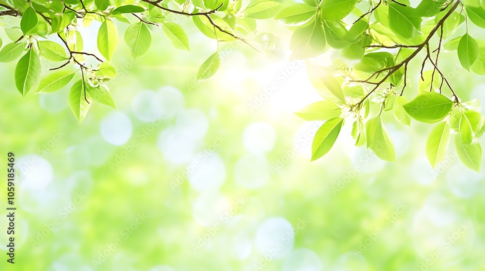 Green Leaves and Bokeh Background Light Gradient Background with Room for Typography Green Leaves and Bokeh Background Light Gradient Background with Room for Typography
