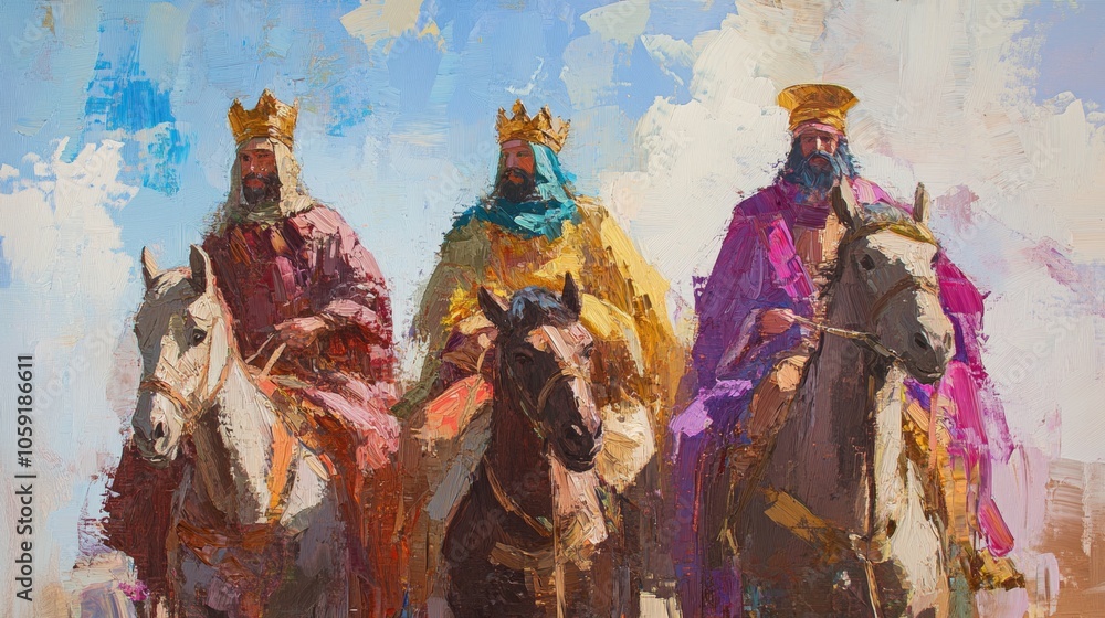 Fototapeta premium acrylic painting of the 3 wise men. religion concept